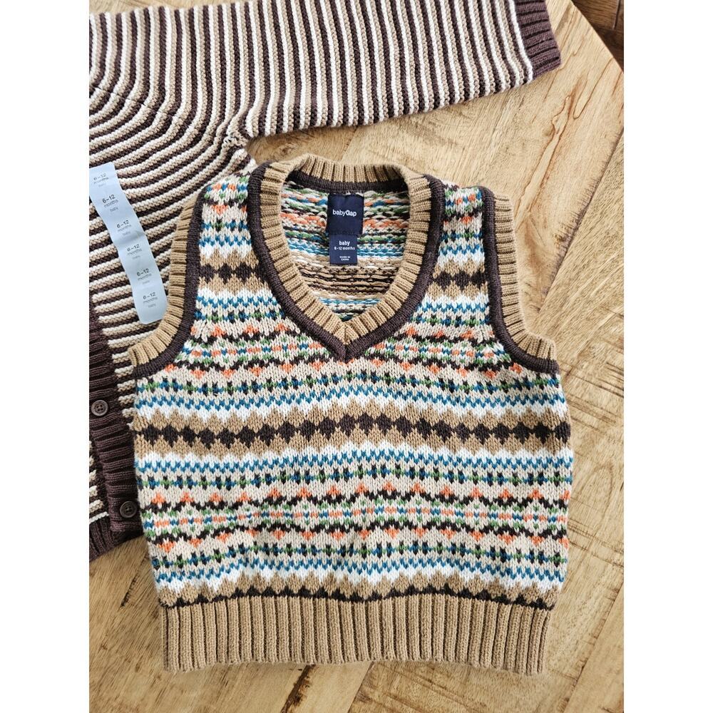 Baby Gap Organic Cotton Sweater Vest & Cardigan Size 6-12 Months - Picture 2 of 7